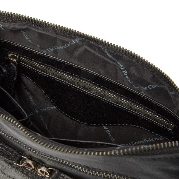 The Chesterfield Leather Shoulder Bag Black Tula
