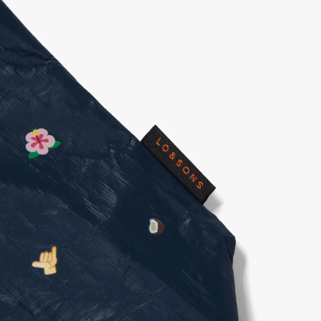 The Del Mar Packable Tote Large - Tyvek - Navy Hawaii Emoji
