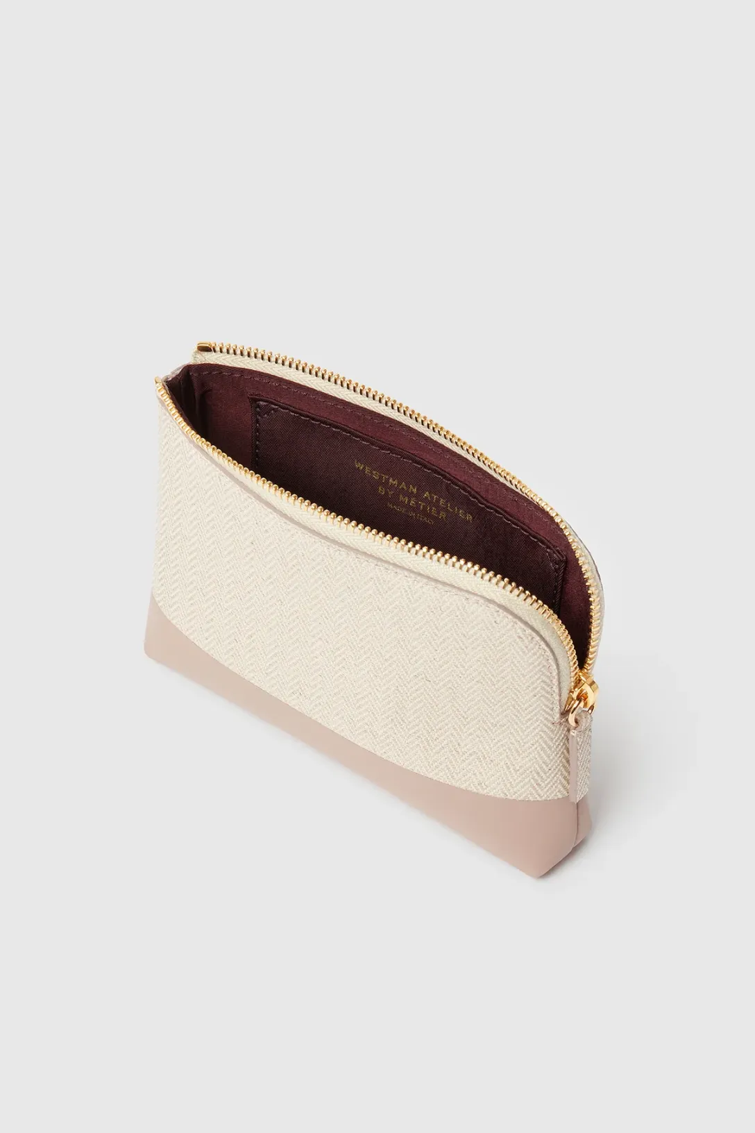 The Makeup Pouch Petite | Herringbone & Mauve