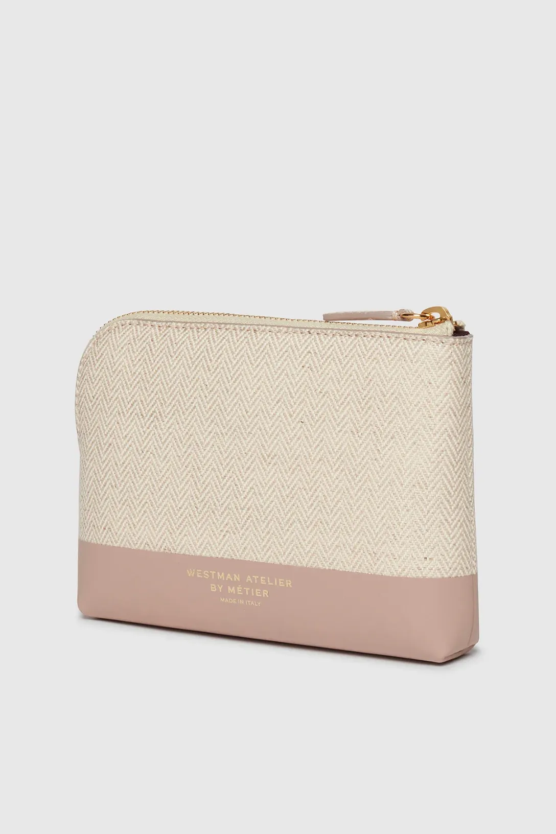 The Makeup Pouch Petite | Herringbone & Mauve