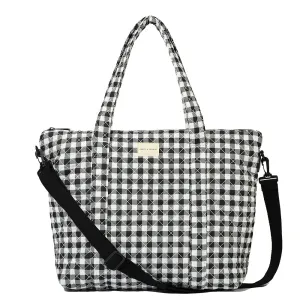the QUILTED BON VOYAGE DUFFLE Black Gingham