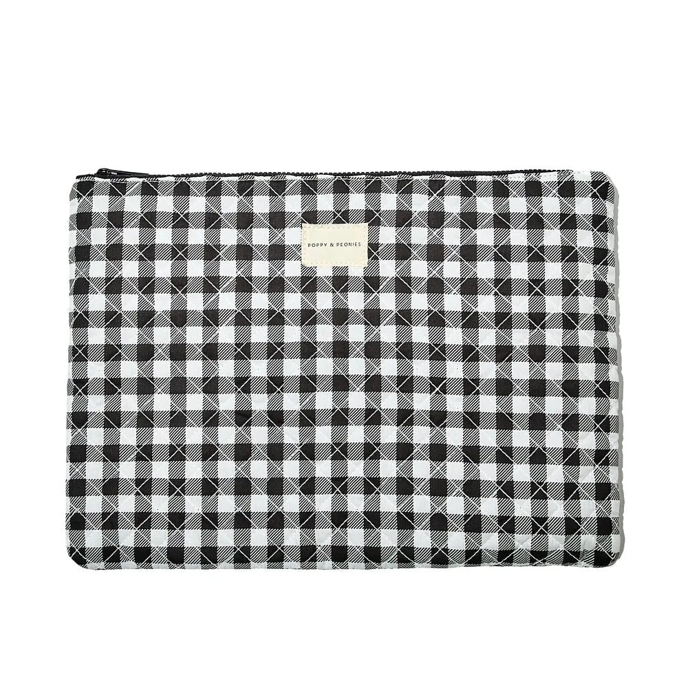the QUILTED BON VOYAGE DUFFLE Black Gingham