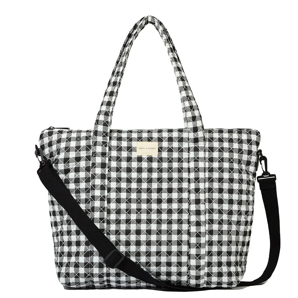 the QUILTED BON VOYAGE DUFFLE Black Gingham