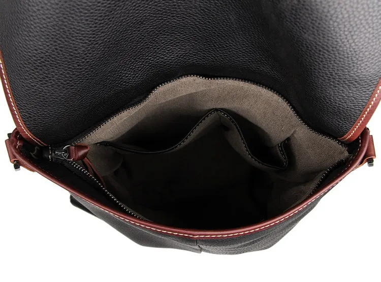 Top Grain Leather Messenger Bags Men's Vintage Shoulder Bags Travel Satchel
