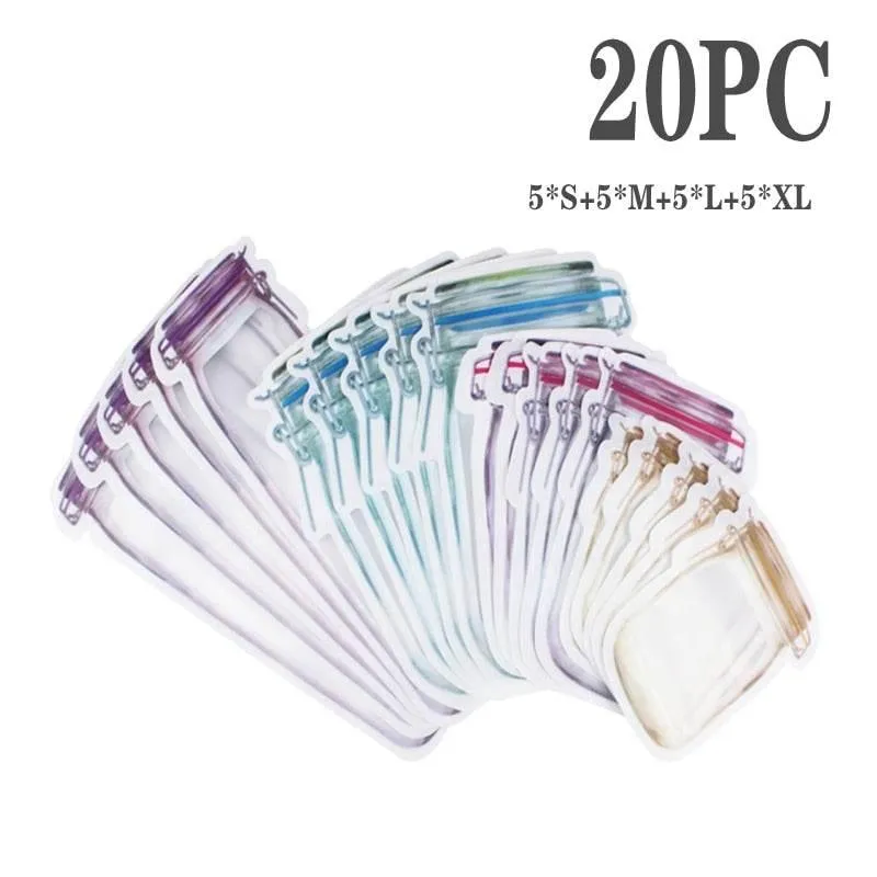 Transparent Reusable Storage Bags - Eco-Friendly Jar Organizers