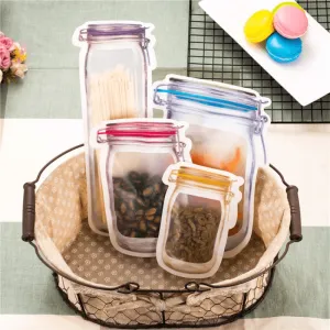 Transparent Reusable Storage Bags - Eco-Friendly Jar Organizers