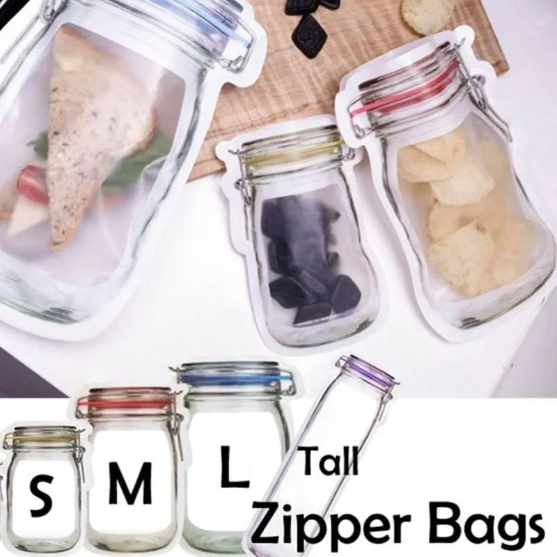 Transparent Reusable Storage Bags - Eco-Friendly Jar Organizers