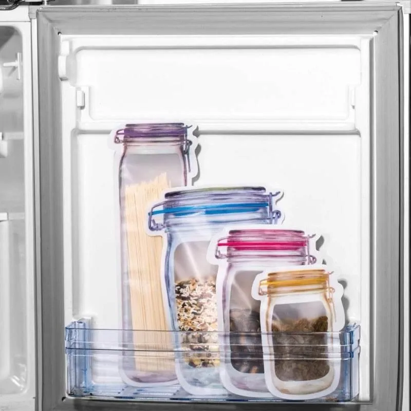 Transparent Reusable Storage Bags - Eco-Friendly Jar Organizers