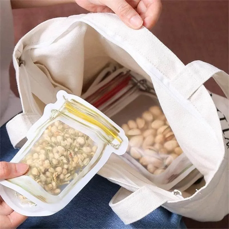 Transparent Reusable Storage Bags - Eco-Friendly Jar Organizers