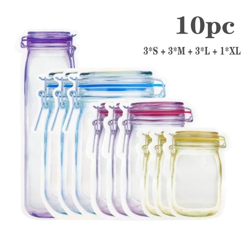 Transparent Reusable Storage Bags - Eco-Friendly Jar Organizers
