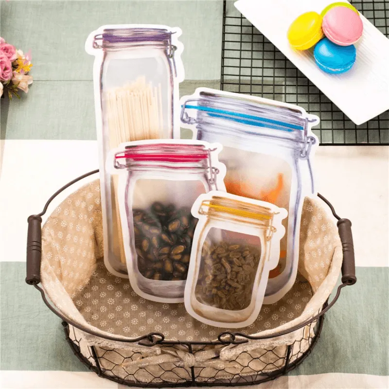 Transparent Reusable Storage Bags - Eco-Friendly Jar Organizers