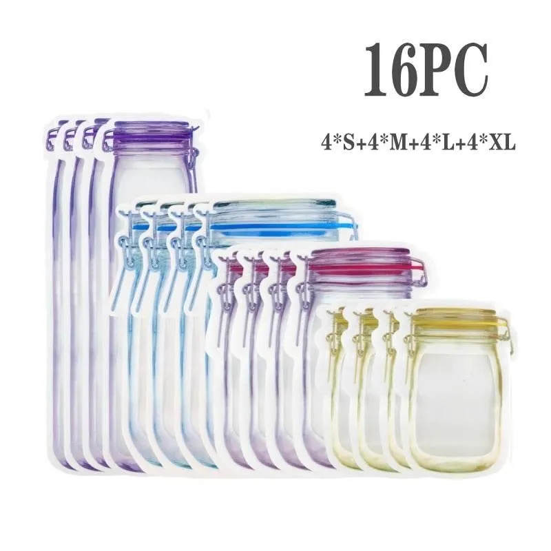 Transparent Reusable Storage Bags - Eco-Friendly Jar Organizers