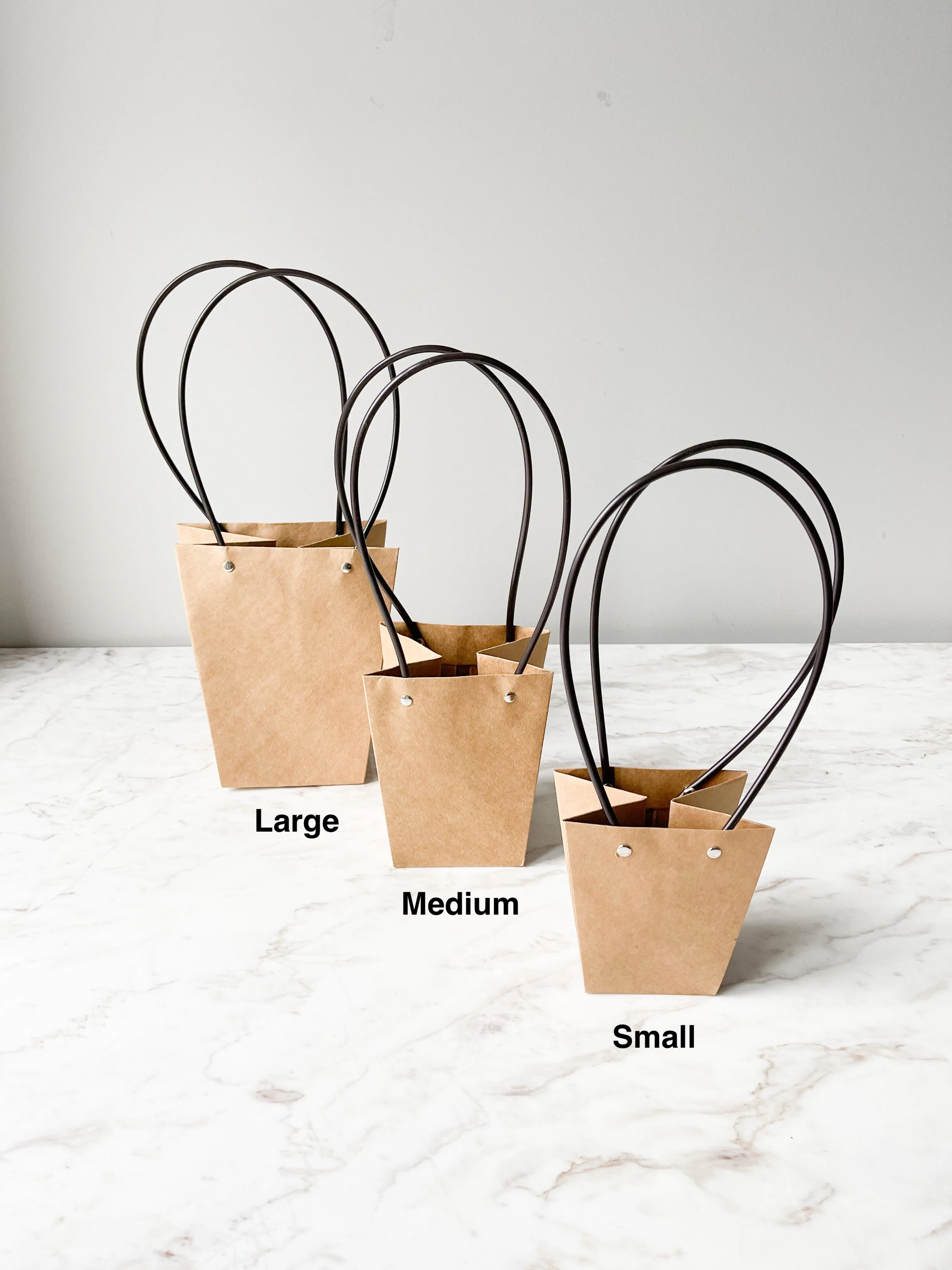 Trapezoid Shape craft paper flower bag with handle