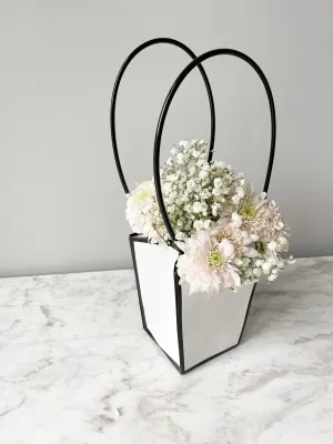 Trapezoid Shape craft paper flower bag with handle