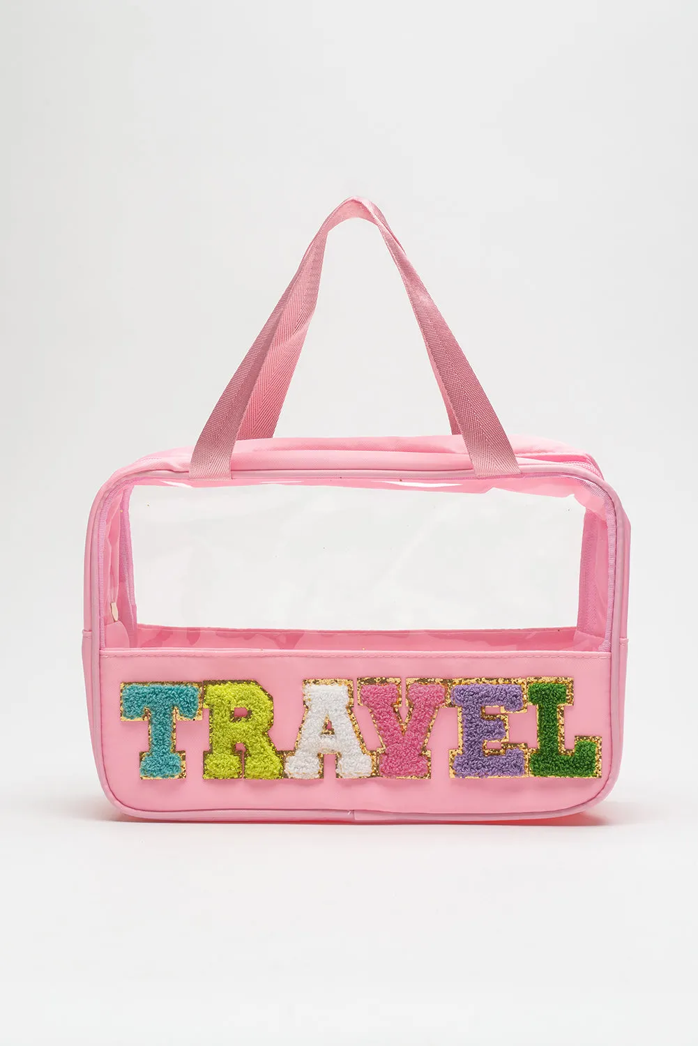 TRAVEL Chenille Clear Makeup Bag