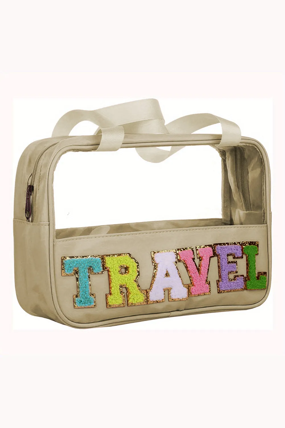 TRAVEL Chenille Clear Makeup Bag