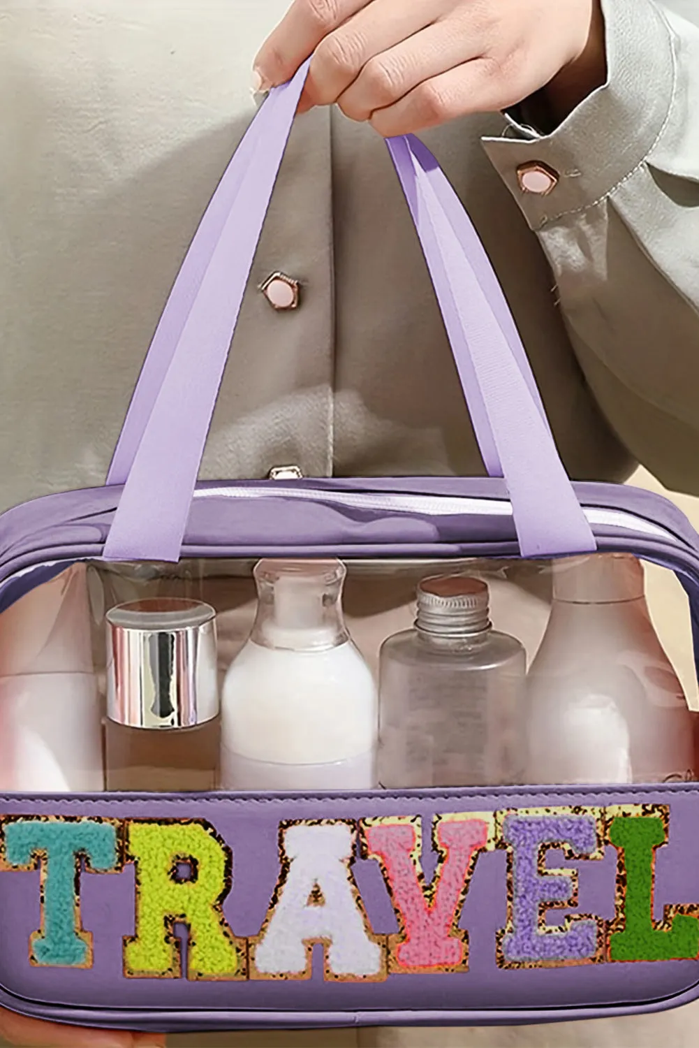 TRAVEL Chenille Clear Makeup Bag