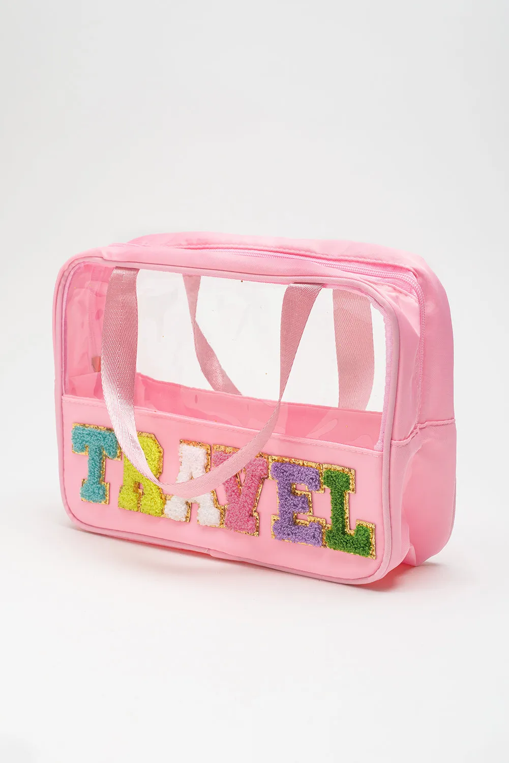 TRAVEL Chenille Clear Makeup Bag