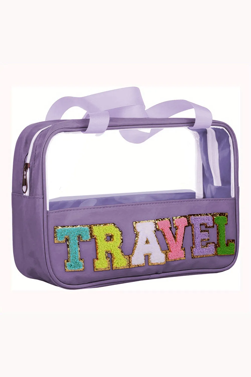 TRAVEL Chenille Clear Makeup Bag