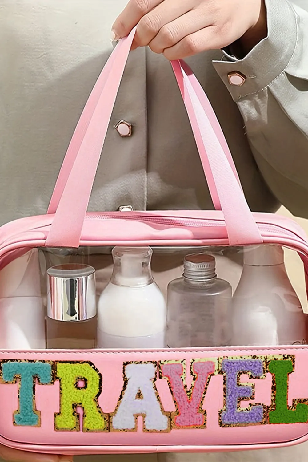 TRAVEL Chenille Clear Makeup Bag