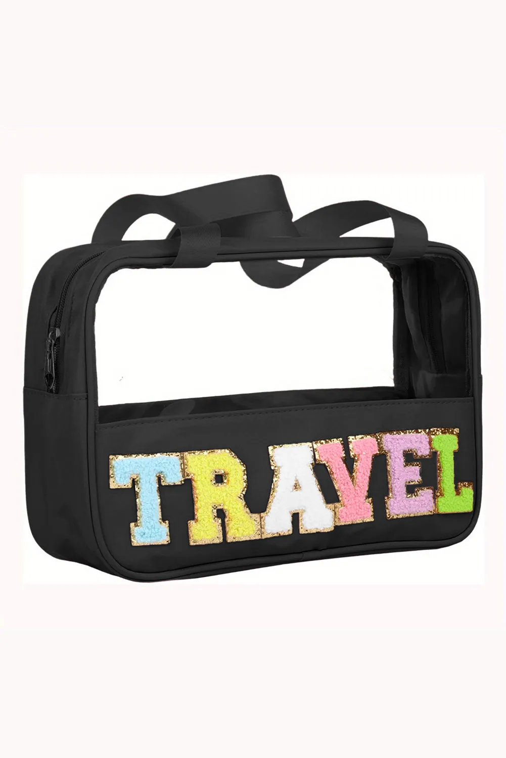 TRAVEL Chenille Clear Makeup Bag