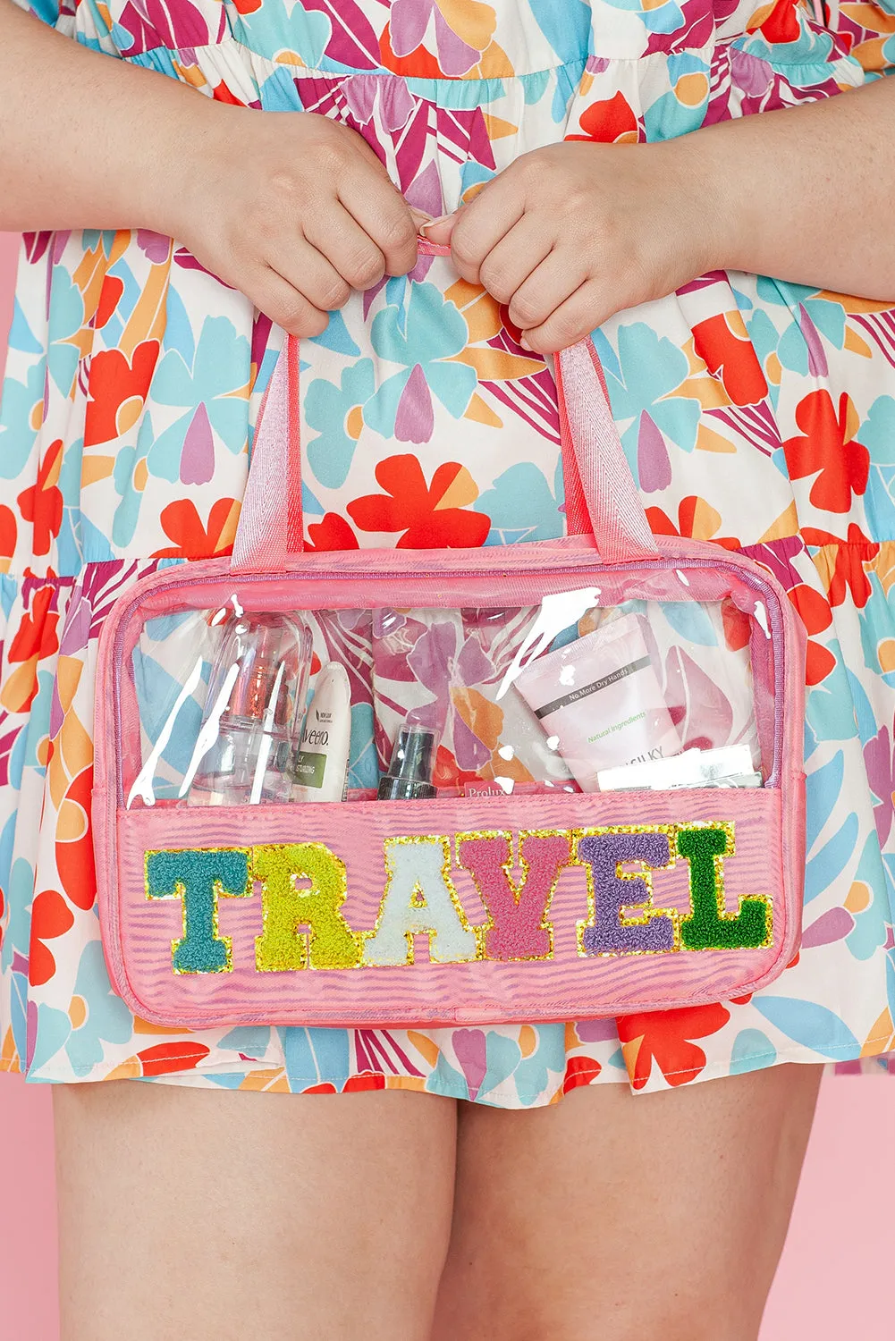 TRAVEL Chenille Clear Makeup Bag
