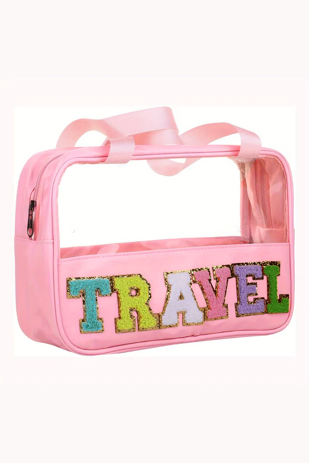 TRAVEL Chenille Clear Makeup Bag
