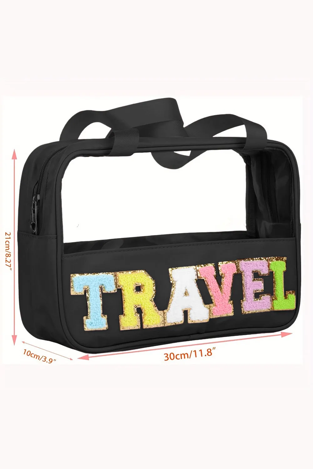 TRAVEL Chenille Clear Makeup Bag