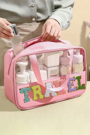 TRAVEL Chenille Clear Makeup Bag