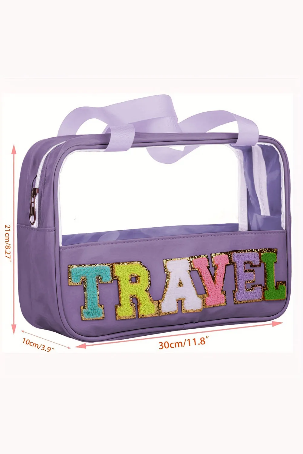 TRAVEL Chenille Clear Makeup Bag