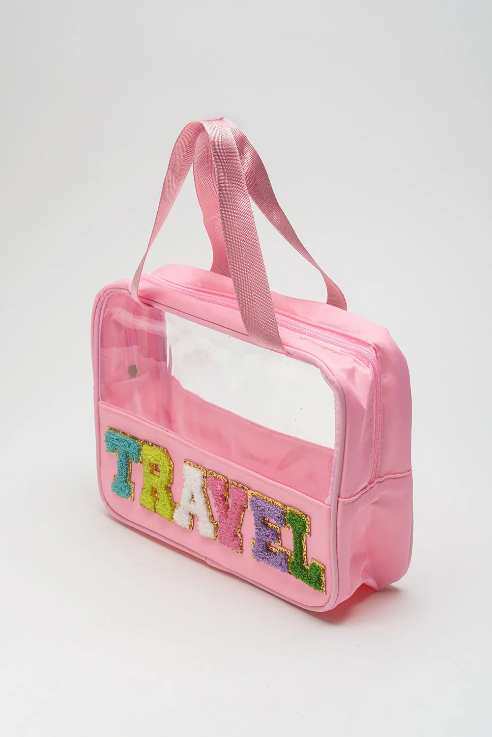TRAVEL Chenille Clear Makeup Bag