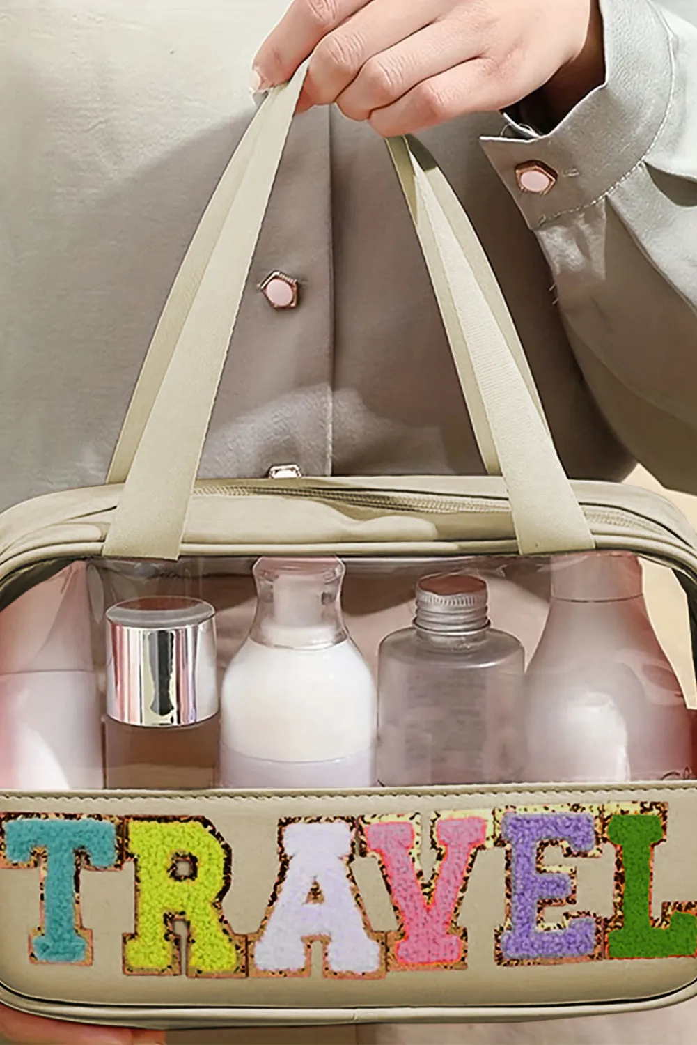 TRAVEL Chenille Clear Makeup Bag