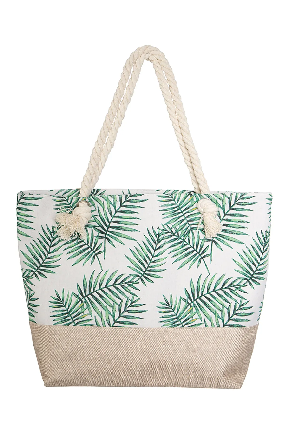 TROPICAL LEAF PRINT TOTE BAG