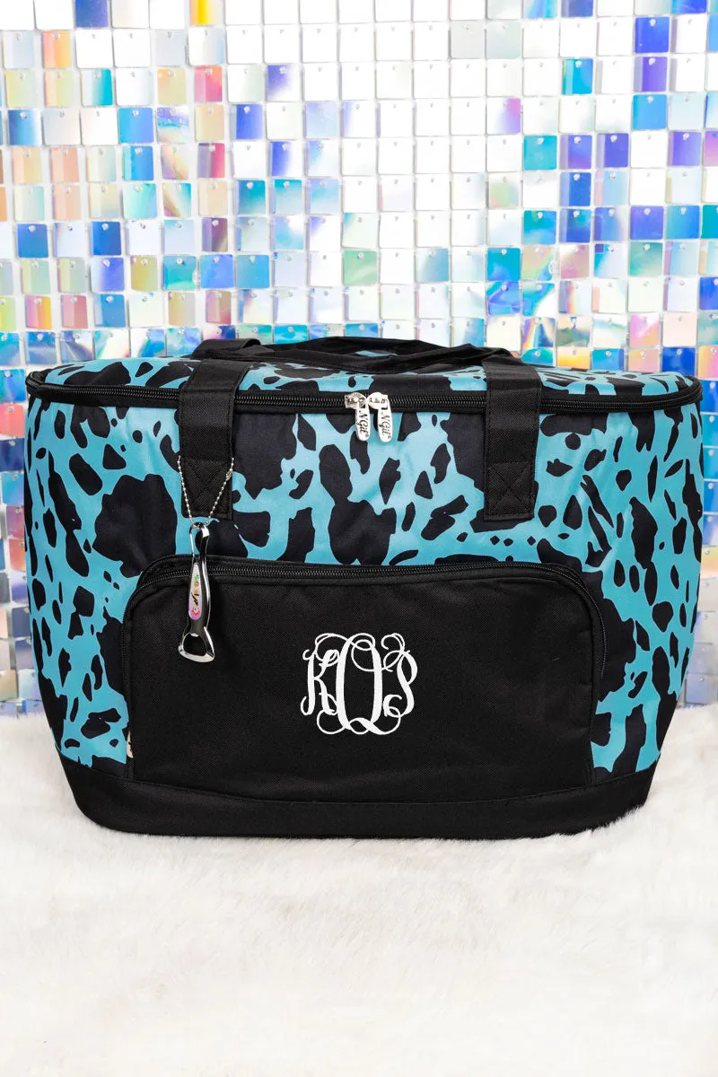 Turquoise Milkin' It and Black Cooler Tote with Lid
