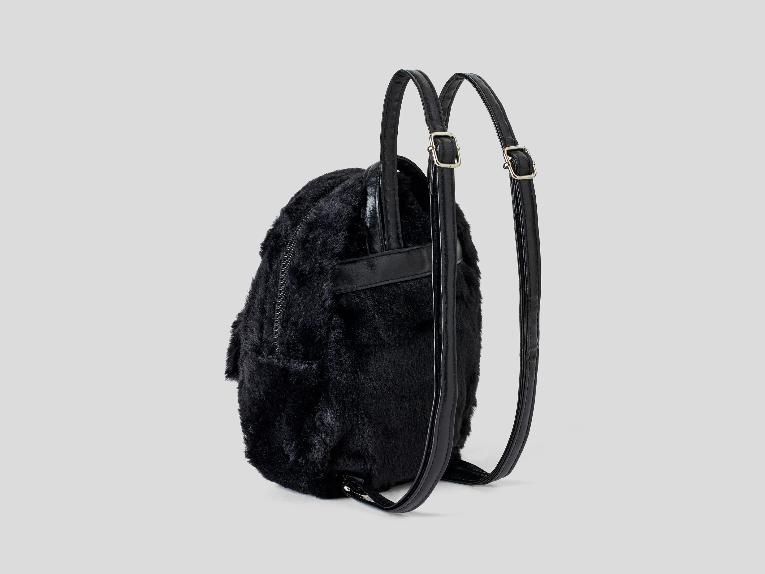 Unisex Faux Fur Backpack with Flap Front Pocket