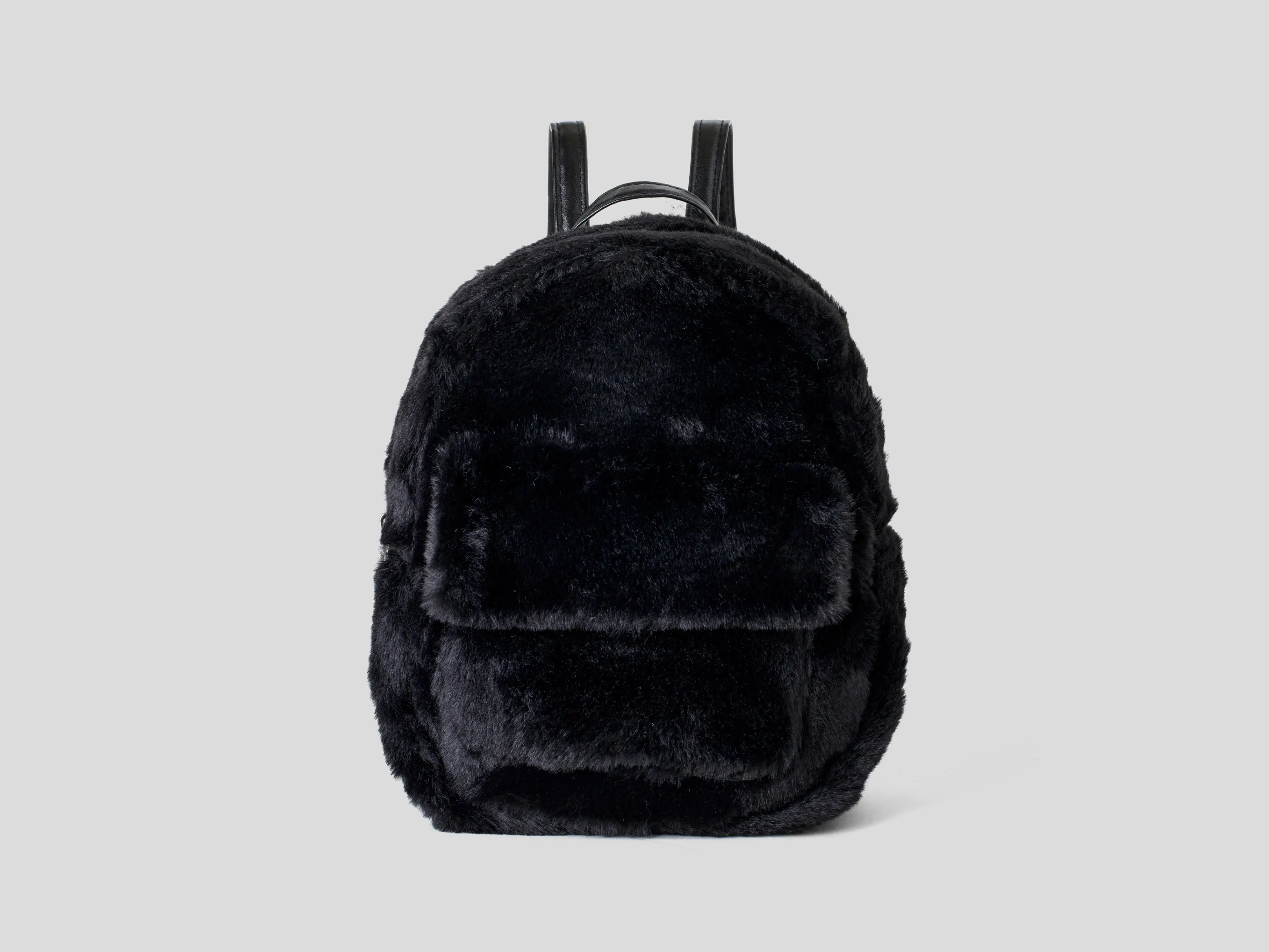 Unisex Faux Fur Backpack with Flap Front Pocket