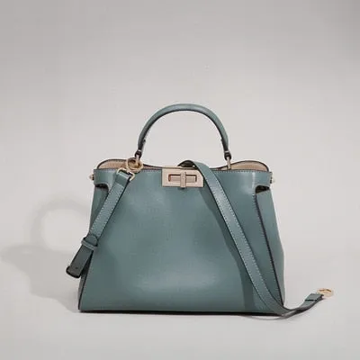 upgrade black leather lady handbag