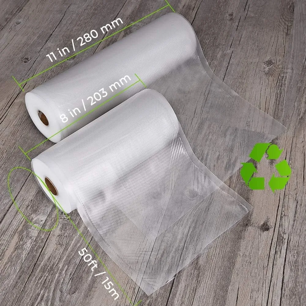Vacuum Sealer Bags for Food，Seal a Meal Bags Rolls，8inx50 Rolls 2 Pack XinBaoLon