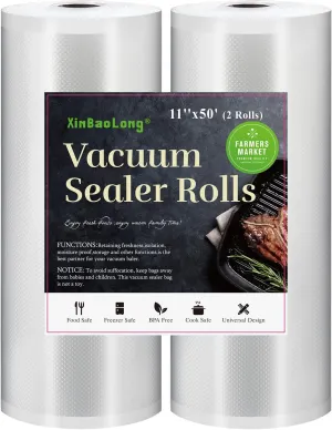 Vacuum Sealer Bags for Food，Seal a Meal Bags Rolls，8inx50 Rolls 2 Pack XinBaoLon