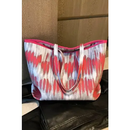 Vibrant Blue Tie-Dye Printed PU Leather Tote Bag