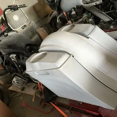 Victory Kingpin / Highball / Judge 6" Extended Hard Saddlebags Out &amp; Down Bags   LED Rear Fender Dual Cut Out