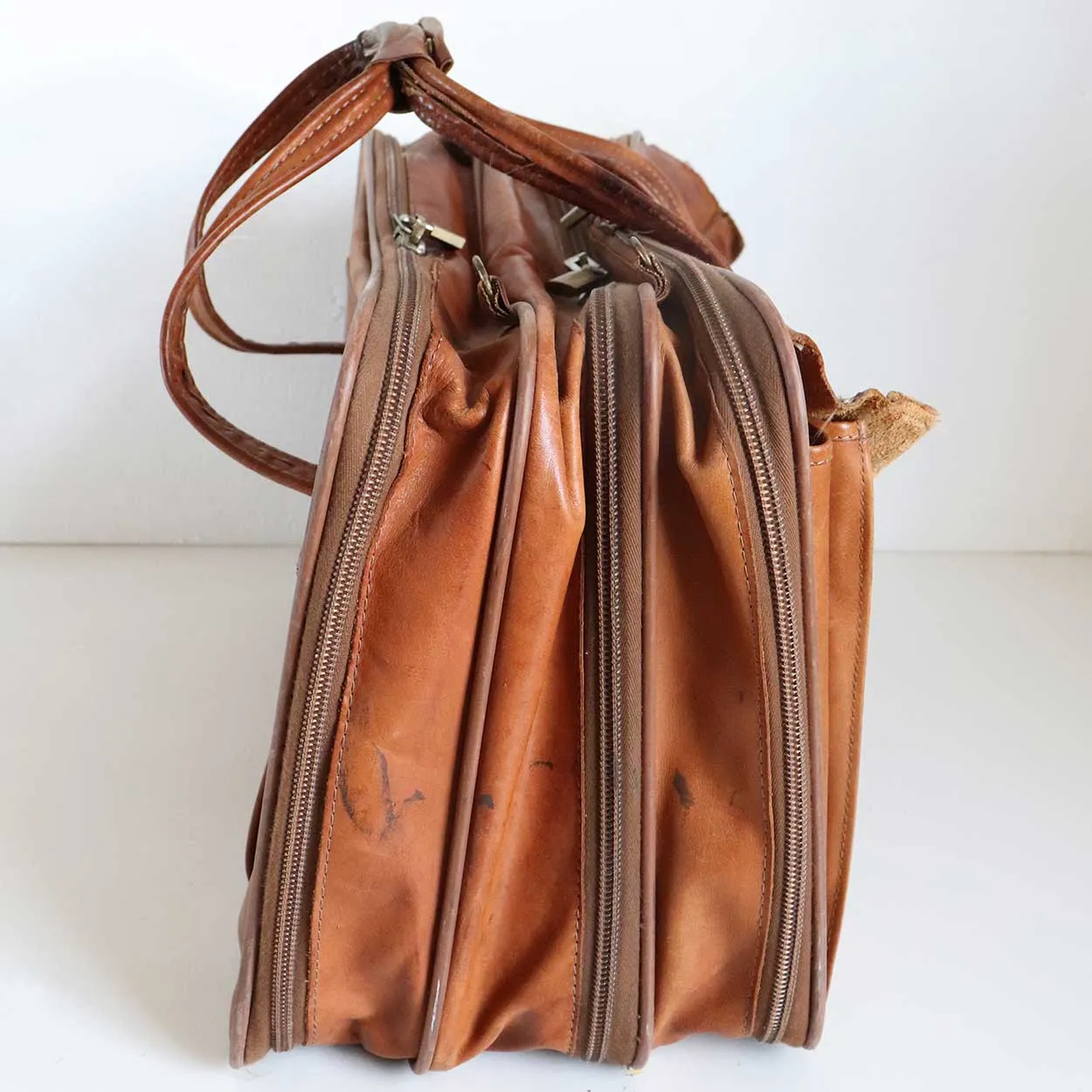 Vintage American Hartmann Luggage Brown Leather Weekender Bag