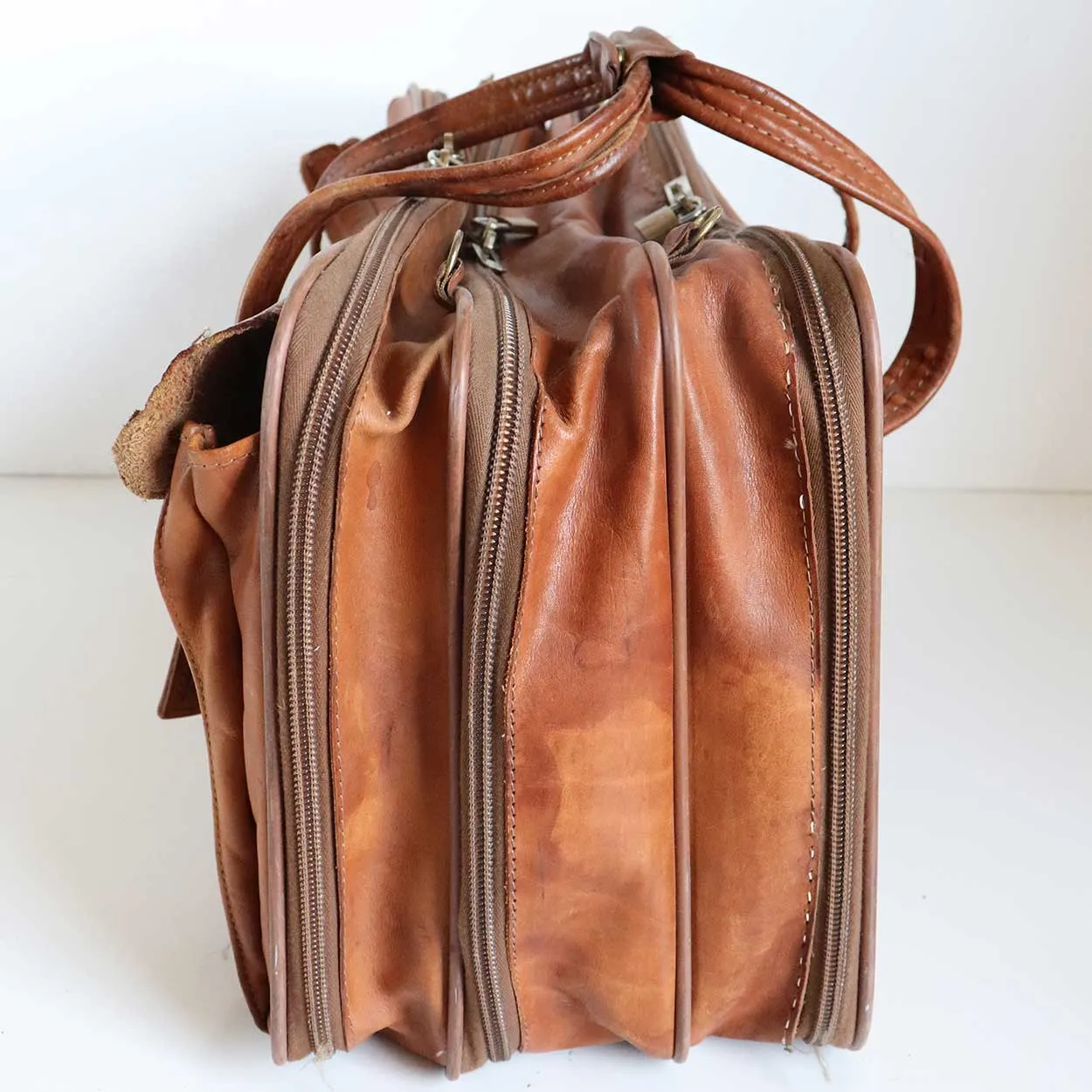 Vintage American Hartmann Luggage Brown Leather Weekender Bag