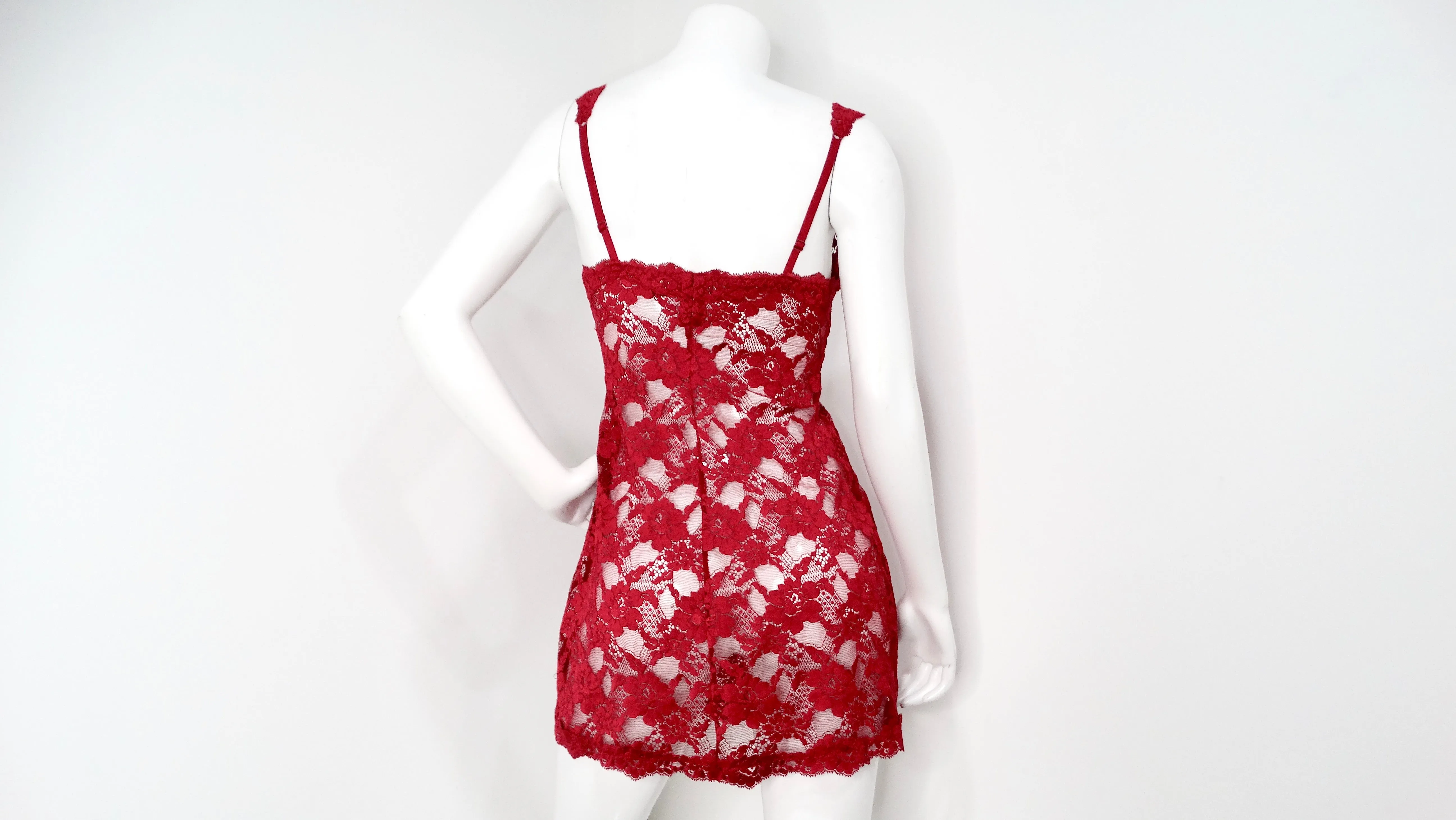Vintage La Perla Red Lace Slip Dress