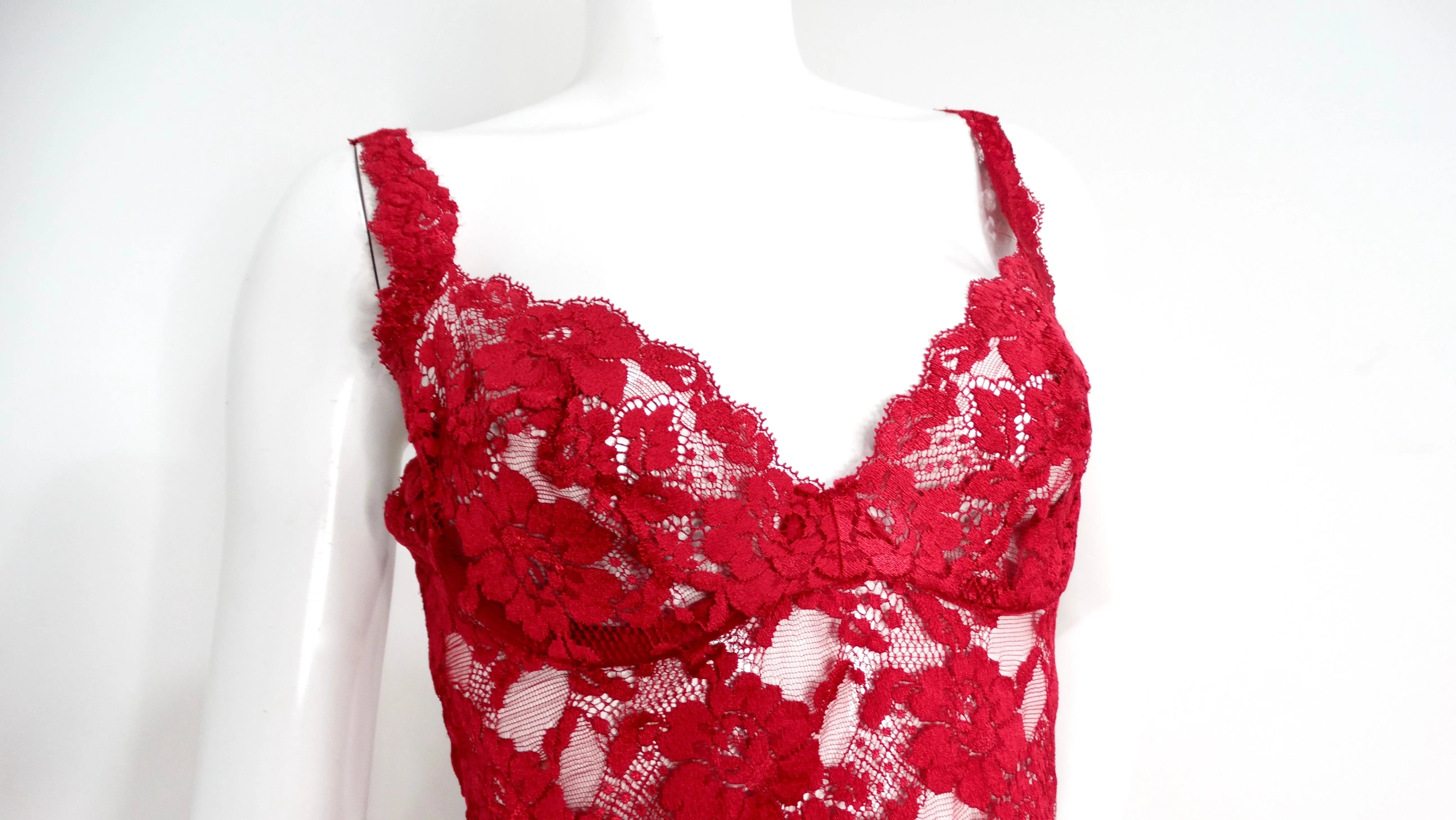 Vintage La Perla Red Lace Slip Dress