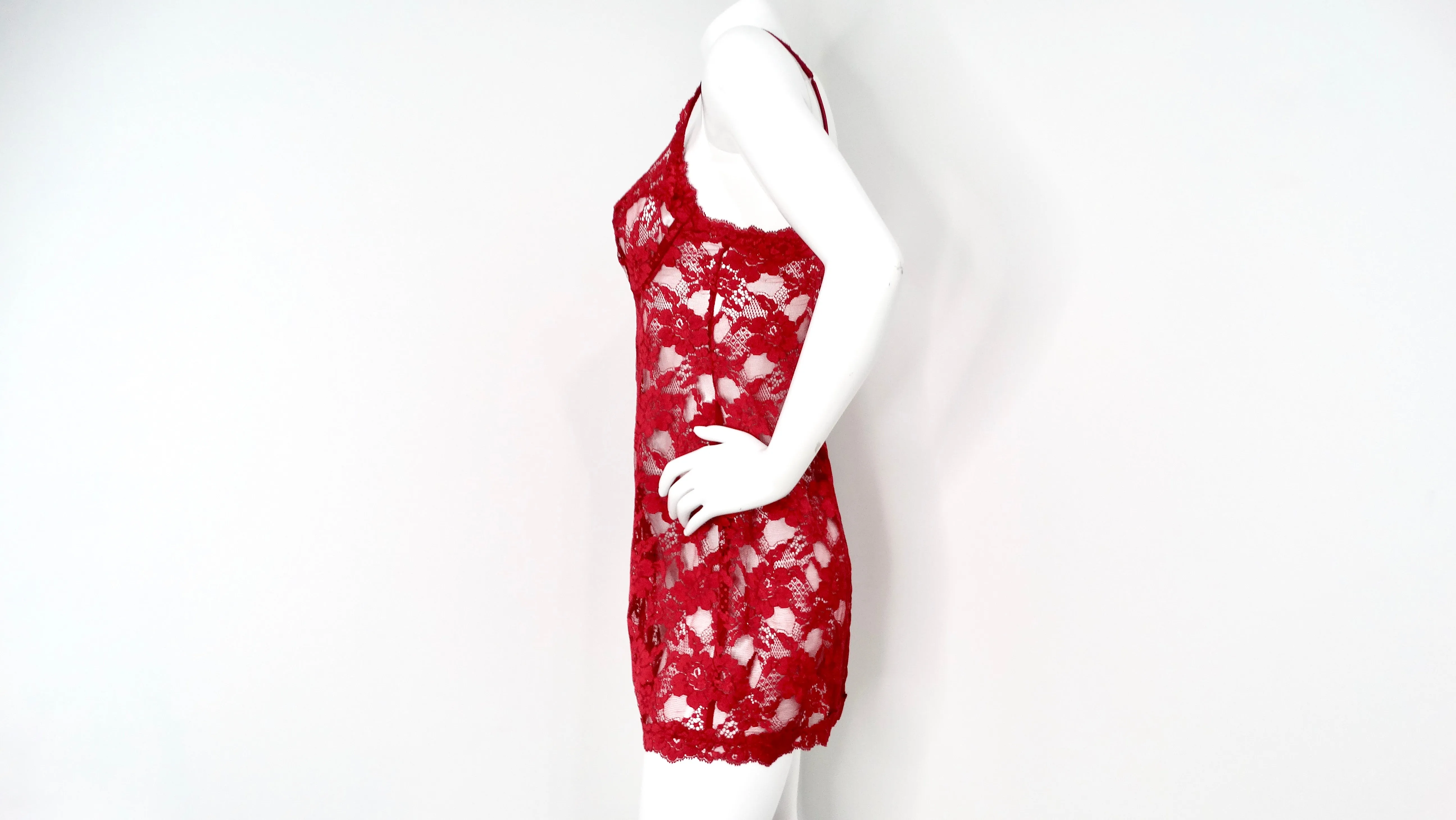 Vintage La Perla Red Lace Slip Dress