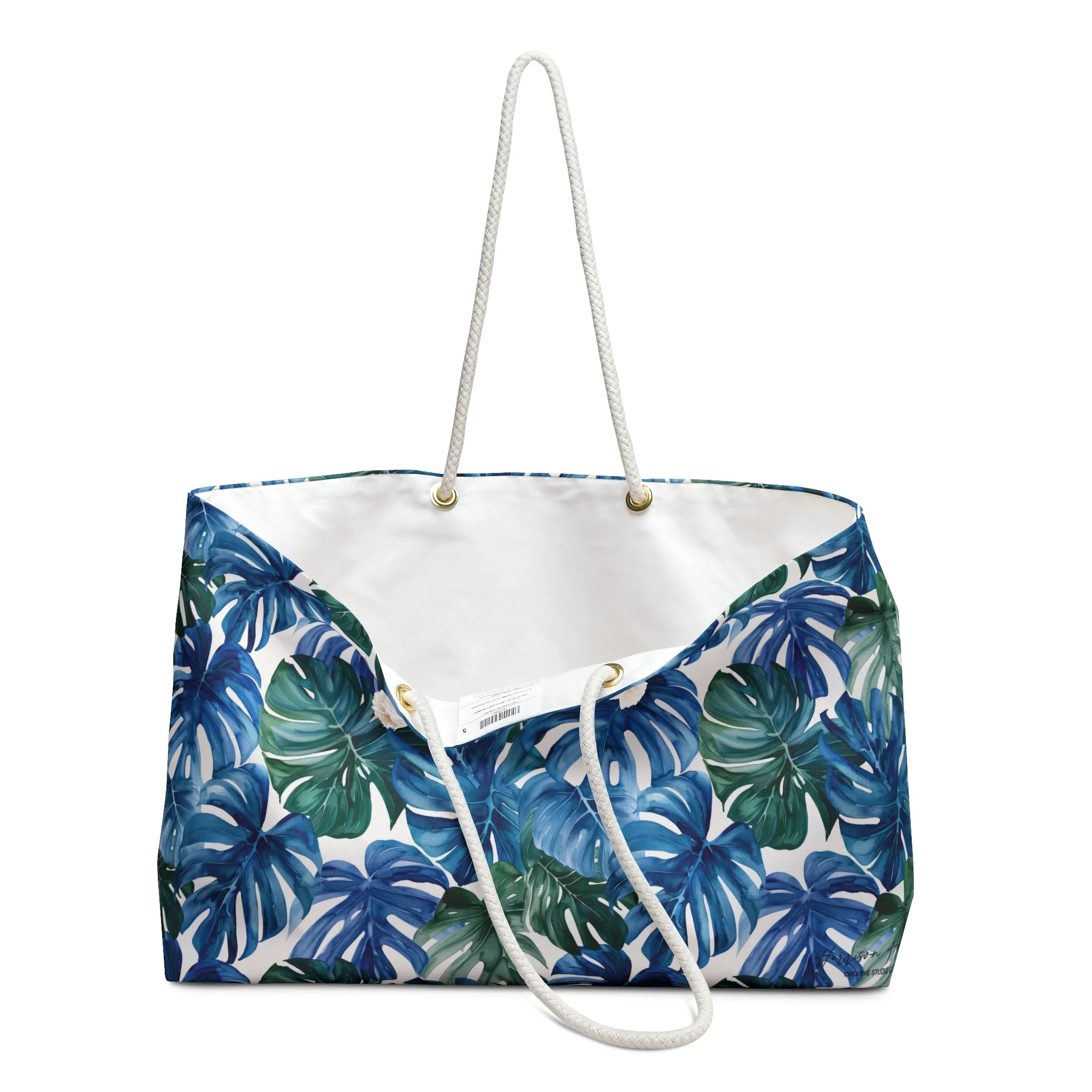 Watercolor Tropics Weekender Bag (Blue, Green)