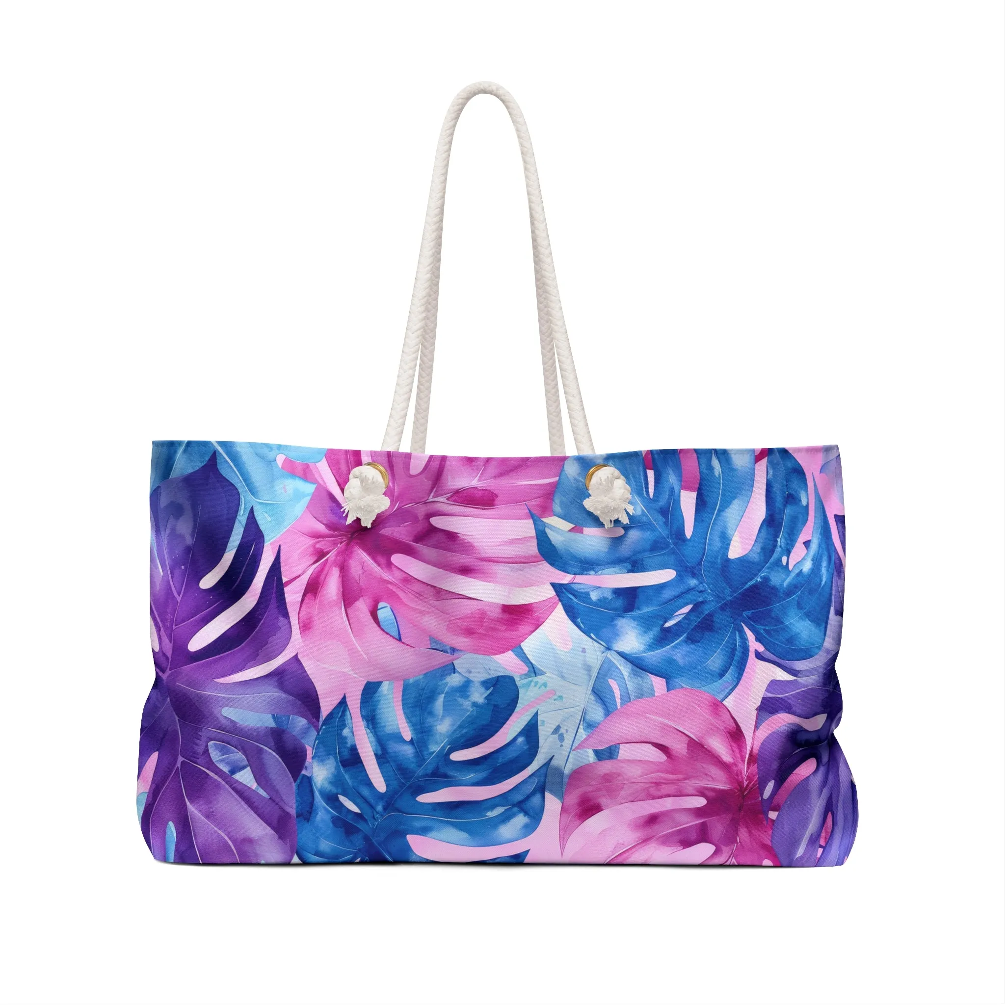 Watercolor Tropics Weekender Bag (Pink, Blue, Purple)