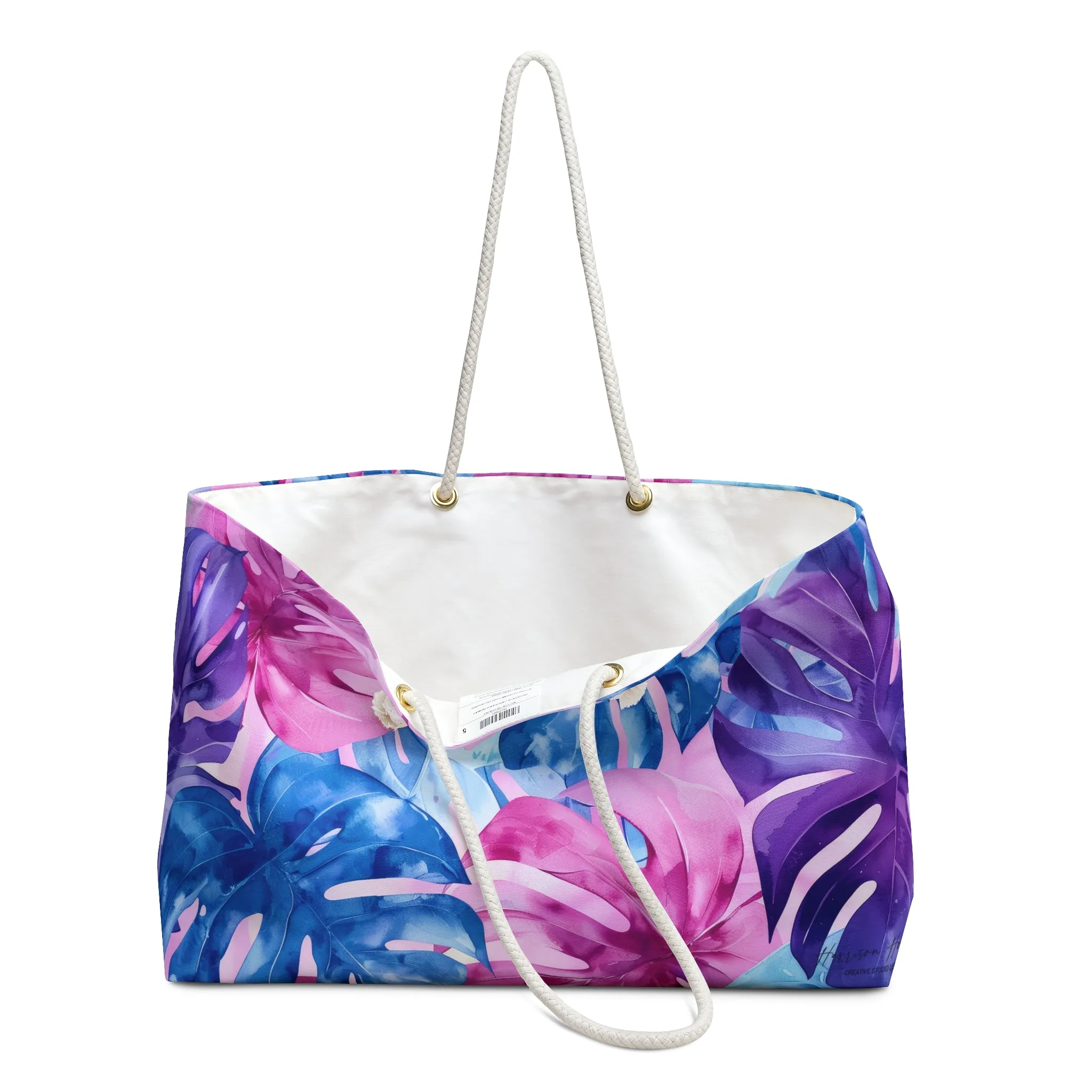 Watercolor Tropics Weekender Bag (Pink, Blue, Purple)