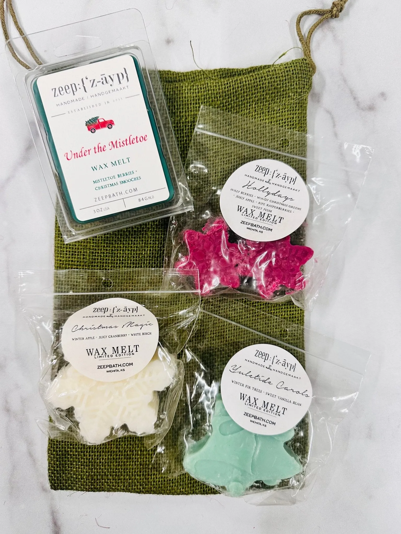 Wax Melt Gift Sets Green/Red Bags